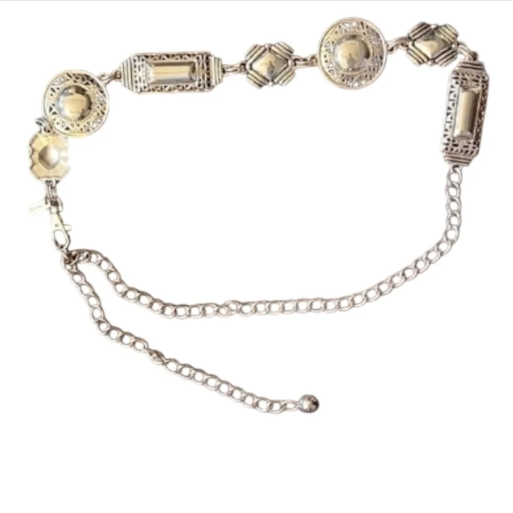 Chico's Silver Chain Belt with Intricate Detailing